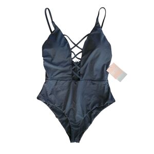 Black Strappy One-Piece Swimsuit